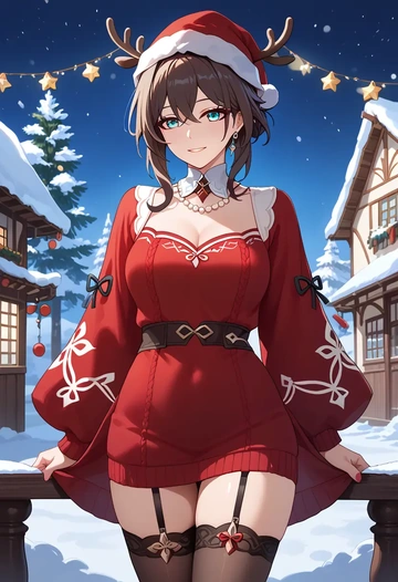 star rail,ruan mei,sweater,stockings,Thigh garters  - AI generated anime art